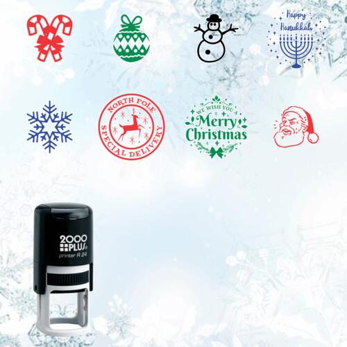 1 inch Round Holiday Stamps Thumbnail