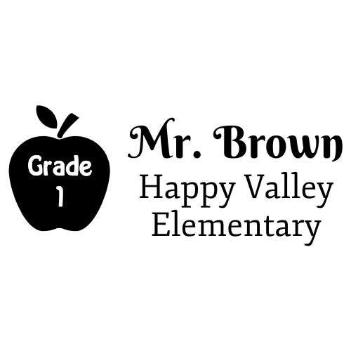 Grade # on Apple - Custom Teacher Stamp #21 Thumbnail