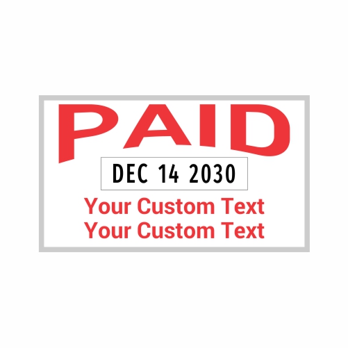 Paid Custom Text and Date Rubber Stamp